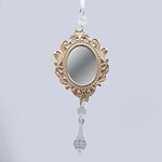HANGING ORNAMENT, VINTAGE MIRROR, CHAMPAGNE,  WITH CRYSTAL, 20x7.5cm