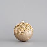 PLASTIC BALL, CHAMPAGNE WITH GLITTER AND BEADS, SET 4 PCS, 10cm