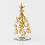 GLASS DECORATIVE TREE, CHAMPAGNE WITH WHITE, 6,3x13,3cm