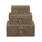 S/3 ΚΟΥΤΙΑ ΟΡΓΑΝΩΣΗΣ MDF - PU ΓΚΡΙ - ΧΡΥΣΑ 30x20x12cm / 25x15x10cm / 20x10x8cm