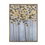 CANVAS PAINTING, BRANCHES WITH GOLD LEAVES, GREY, 60x80x3.5cm