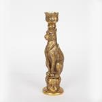 CANDLE  HOLDER,LEOPAD, POLYRESIN,  ANTIQUE, GOLD,8x7x25cm