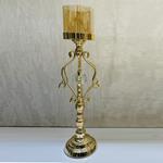 CANDLE HOLDER , METAL, GOLD, 15x42cm