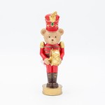 POLYRESIN DECORATIVE, BEAR SOLDIER WITH DRUM, 6.5x17.5cm
