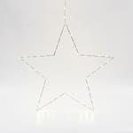 SILVER STAR LIGHTED 50cm, 50 MINI LED ON STAR AND 15 MINI LED LEAD WIRE, ADAPTOR STEADY, SILVER COPPER WIRE, WARM WHITE LED, LEAD WIRE 3m, IP44