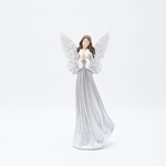POLYRESIN ANGEL, SILVER, 12.2x8.5x25.7cm