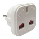 ADAPTOR SCHUKO TO UK 10A WHITE WITH SHUTTER PROTECTION