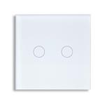 2 GANG SWITCH WHITE GLASS TOUCH PANEL + METAL FRAME
