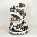 CHRISTMAS VILLAGE WITH SKI SLOPE AND TRAIN, WITH ADAPTOR, WITH MUSIC AND MOVEMENT, 40x41,5x58,5cm