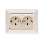 TWO GANG EARTHED SOCKET OUTLET CREAM