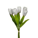 TULIP BOUQUET, 5 BRANCHES, WHITE, 37cm