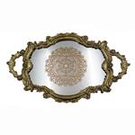 TRAY,  WITH MIRROR,  POLYRESIN,  GOLD, 46.7x3.4x27.8cm