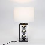 TABLE LAMP,  WITH LINEN SHADE AND BLACK BALLS,  METAL, GOLD-BLACK,40x69cm