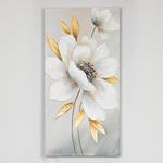 CANVAS WALL ART, FLOWER, WHITE & GOLD, 60x90x3cm