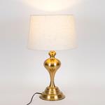 TABLE LAMP,  WITH  LINEN  SHADE, METAL, GOLD-ECRU, 33.5x55cm