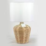 TABLE LAMP,  WITH  ECRU SHADE,  RATTAN,  NATURAL, 17x43cm