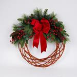 WREATH, WITH RED RIBBON, BAMBOO, 66cm