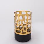 CANDLE HOLDER WITH GLASS ANDMETAL, GOLD, 1 POSITION, 13x21cm