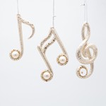 MUSICAL NOTES, CHAMPAGNE WITH PEARL, 3 DESIGNS, 11.9x12.5x12cm