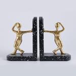 BOOKEND, POLYRESIN, MARBLE LIKE, S/2, 21.7x6.5x14.7cm