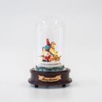 GLASS DOME, WITH HORSE AND CHILD INSIDE, BATTERY OPERATED, LED, WITH MUSIC AND MOVEMENT, 13,5x13,5x20cm