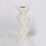 CANDLE HOLDER, WOODEN, WHITE, WITH DESIGN, 8x5.50x20cm