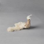BIRD, CHAMPAGNE, WITH FEATHERS, 18x5x7cm