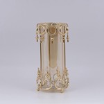 CANDLE HOLDER GLASS WITH METALLIC ACCENTS GOLD 12x22cm