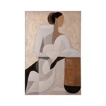 ΠΙΝΑΚΑΣ ΚΑΜΒΑΣ ΓΥΝΑΙΚΕΙΑ ΦΙΓΟΥΡΑ ΛΕΥΚΟΣ - ΣΚΟΥΡΟ ΜΠΛΕ - ΚΑΦΕ 80x3.5x120cm