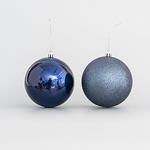 PLASTIC BALL, DARK BLUE, SET 6 PCS (3 SHINY, 3 GLITTER), 10cm