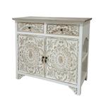 CABINET, WOODEN, WHITE COLOR, 2 DOORS, 2 DRAWERS, WITH DESIGN,  80x32x78cm