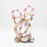 POLYRESIN CANDY CANES, PINK WITH BOW, 19.3x14x30.2cm