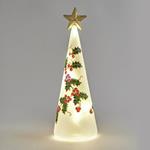 LIGHTED GLASS TREE, WITH LEAVES DESIGN, 8,5x24cm