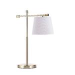 TABLE LAMP,  WITH  WHITE  TC SHADE, METAL- TC FABRIC, WHITE-BRASS, 18x54,5cm