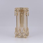 CANDLE HOLDER GLASS WITH METALLIC ACCENTS GOLD 12x27cm