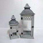 S/2 LANTERNS WOODEN WHITE 50x26x62cm