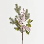 TWIG, WITH PINK DECORATIVES, 50cm