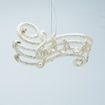 ACRYLIC ORNAMENT, NOTES ON STAFF, GOLD WITH PEARL, 13.7x1.1x7cm