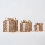 LIGHTED GIFTS, CHAMPAGNE, 15-20-25cm
