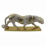 TABLE  DECORATION,  PANTHER, POLYRESIN,  WHITE-GOLD, 42.5x10,5x16,7cm