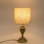 TABLE LAMP,  WITH  LINEN SHADE,  METAL,  GOLD-BEIGE, 24x49cm