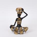 DECORATIVE SCULPTURE, FEMALE WITH AN AMPHORA, POLYRESIN,BLACK-GOLD-SILVER, 17.5x13x23.5cm