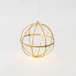 LIGHTED METAL BALL, 60 WARM WHITE LED, WITH ADAPTOR, COPPER WIRE, 500cm LEADWIRE, 20cm, IP44