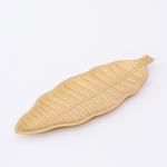WOODEN LEAF, PLATE, GOLD, 58x21,5x2,6cm