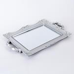 TRAY,  WITH MIRROR,  PLASTIC, SILVER, 39x25cm