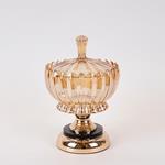 SWEET JAR, GLASS WITH METAL, GOLD ,15x27cm