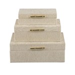 S/3 ΚΟΥΤΙΑ ΟΡΓΑΝΩΣΗΣ MDF - PU ΜΠΕΖ - ΧΡΥΣΑ 26x18x9cm / 22x14x7cm / 18x10x5cm