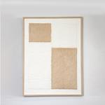 FRAMED RICE PAPER WALL ART, RECTANGLE SHAPES, WHITE-BEIGE, 60 x80x3cm
