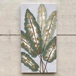 CANVAS  PAINTING,  LEAVES, GOLD & GREEN, 120X60X2.8cm
