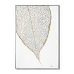 CANVAS WALL ART, LEAVE, WHITE-GOLD, 82x122x5cm